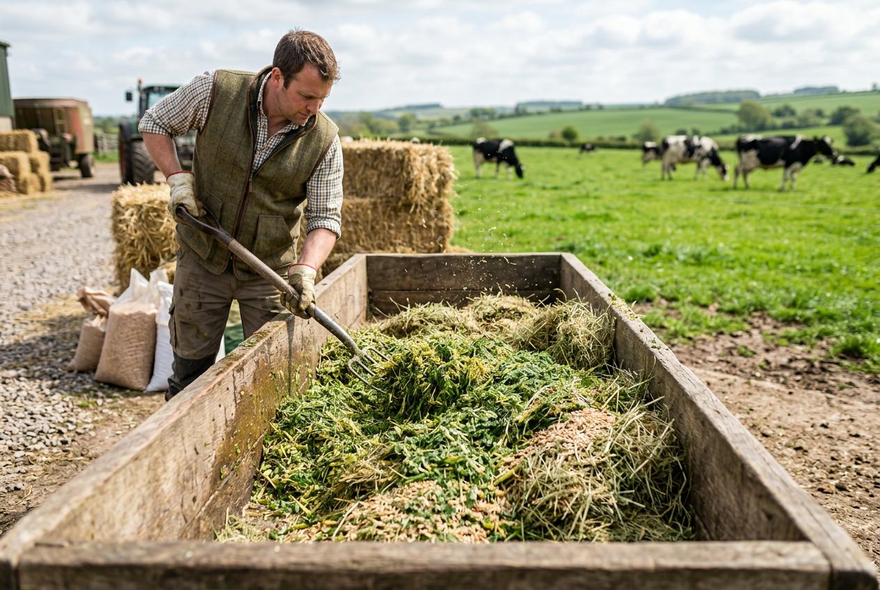 Premium balanced livestock feed pellets